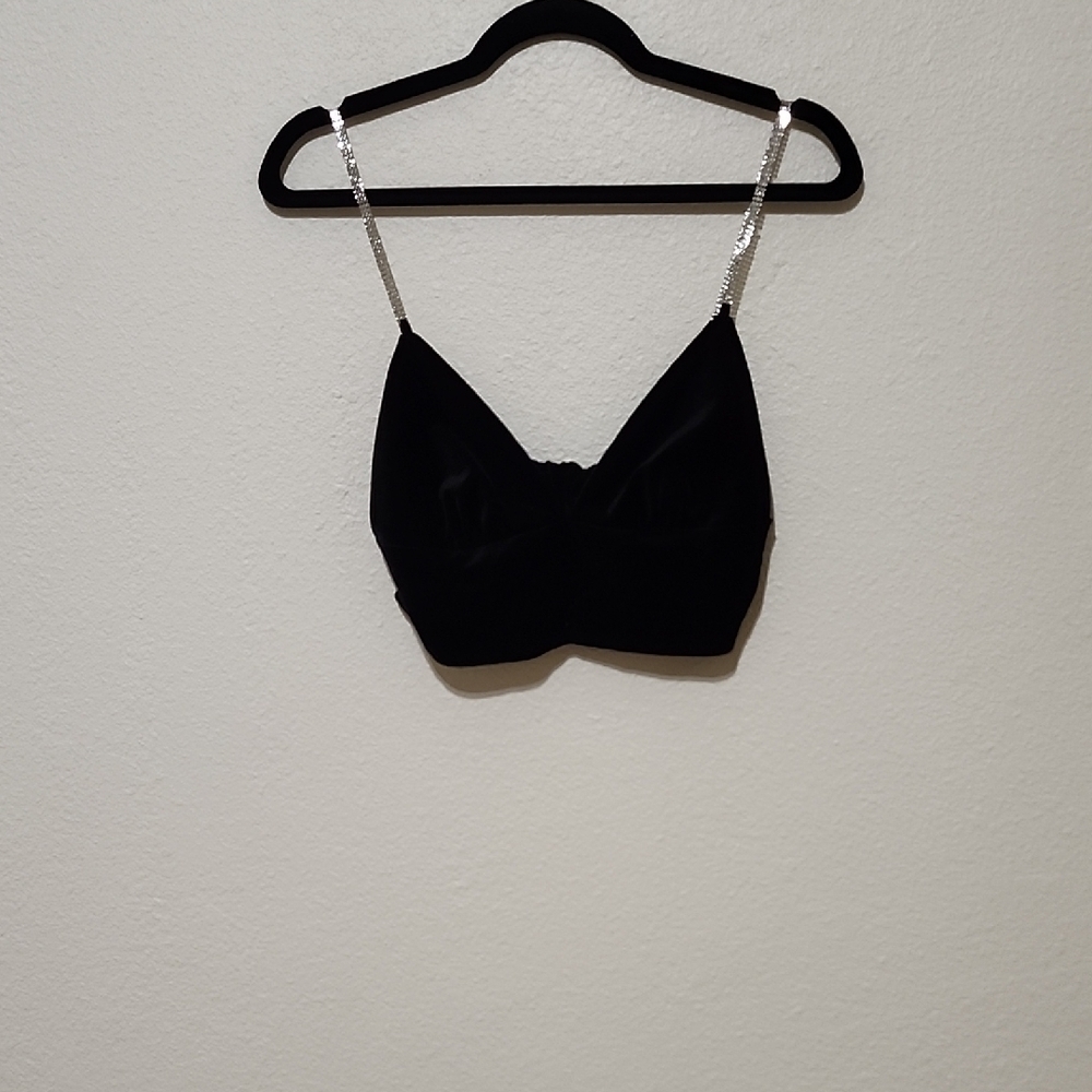 Zara Black Crop Top with Silver Straps